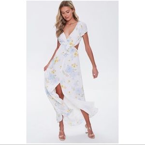 Floral Print Cutout Maxi Dress